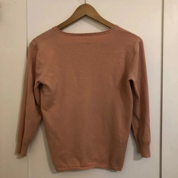 NWOT Soft Pastel Peach V-Neck  Sweater Size M Balletcore Casual Office Classic - Picture 6 of 11